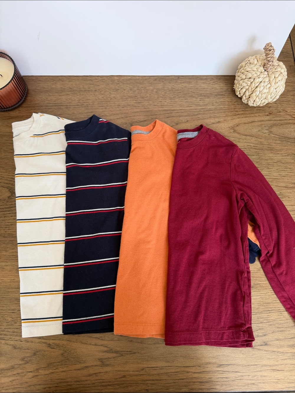 Old Navy Kids Long Sleeve Tees Cream, Navy & Gold Striped Long Sleeve Tee